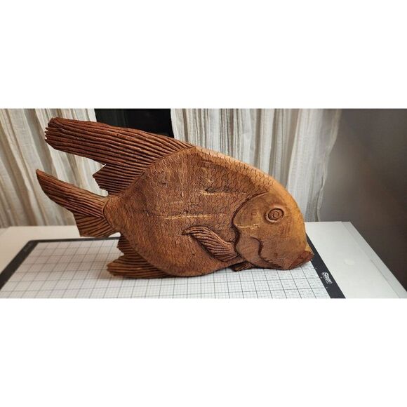 Large VIntage Hand Carved Decorative Wooden Fish - Picture 2 of 8